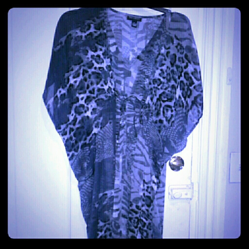 Sheer Animal Print Caftan/Cover Up Festival Wear